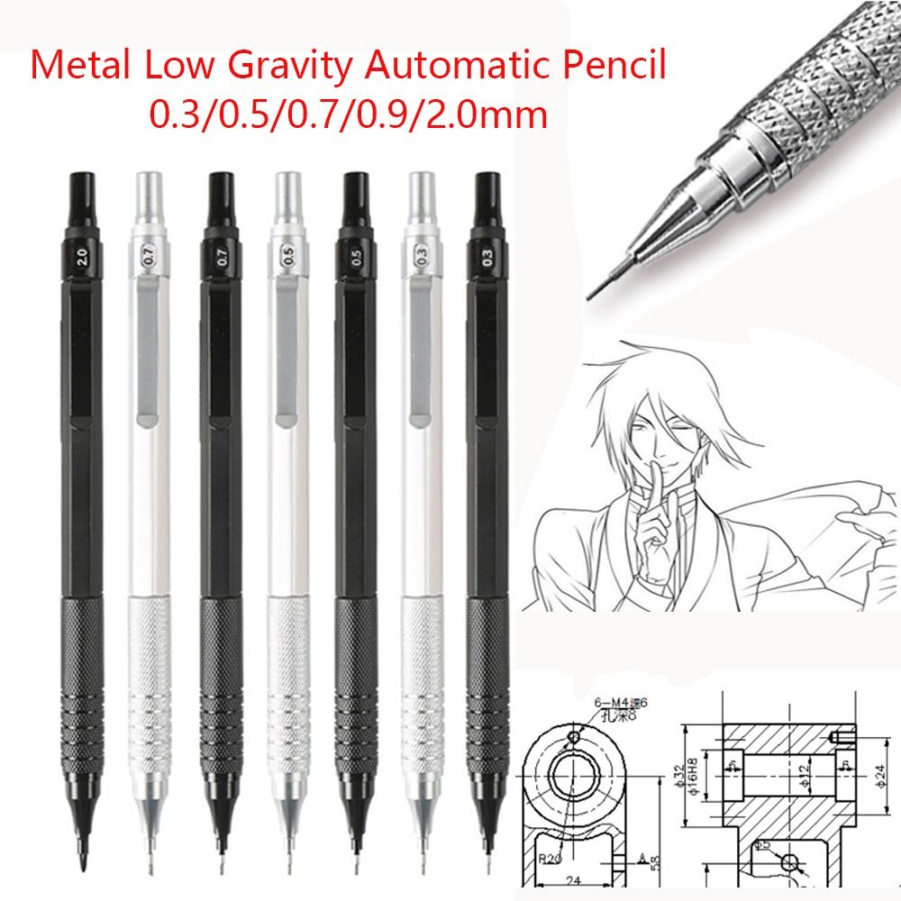 Mechanical Pencil 0.3 - Lapiseira Metálica de Baixa Gravidade 0.3/0.5/0.7/0.9/2.0mm,