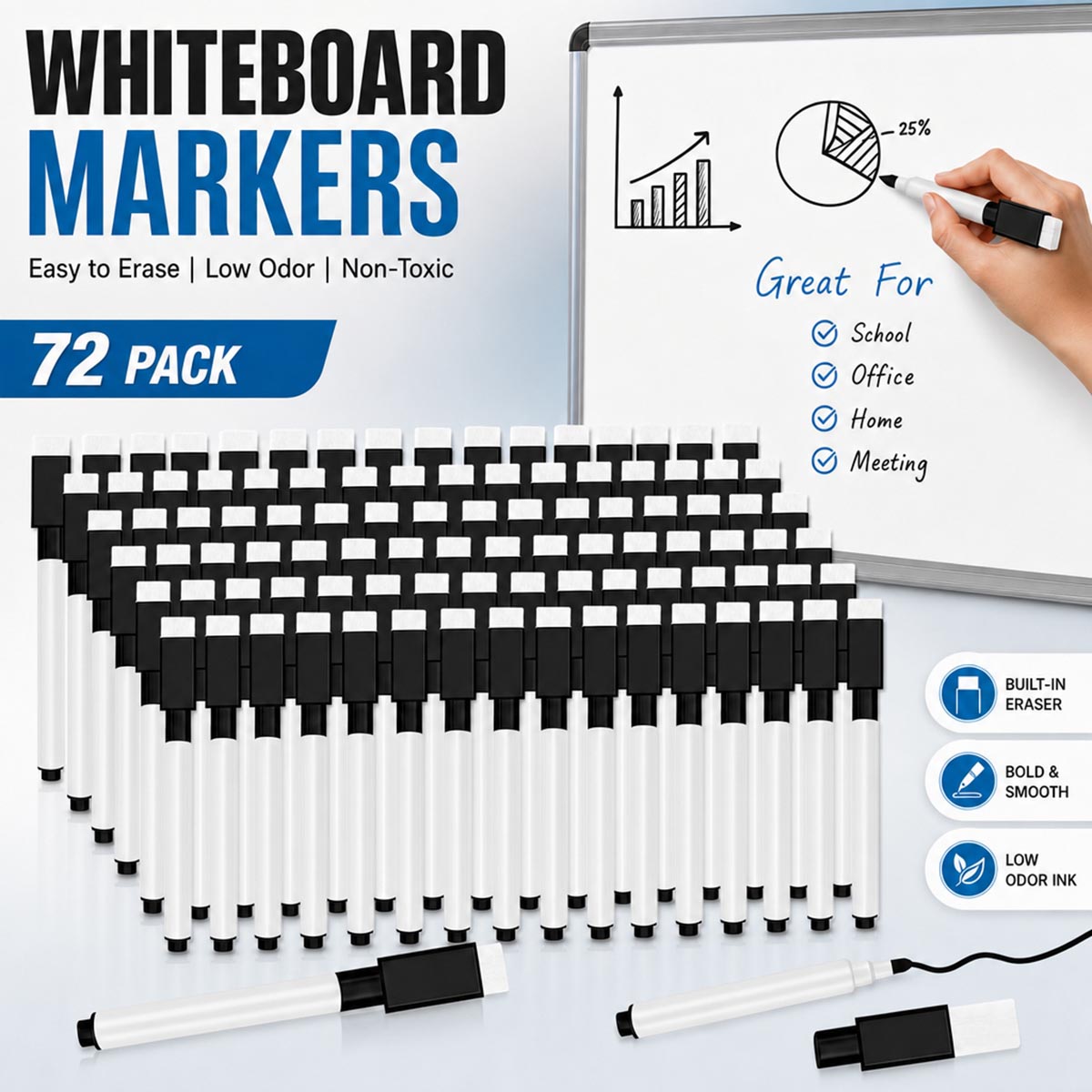 Correction Pen Fine - Marcadores Pretos para Quadro Branco com